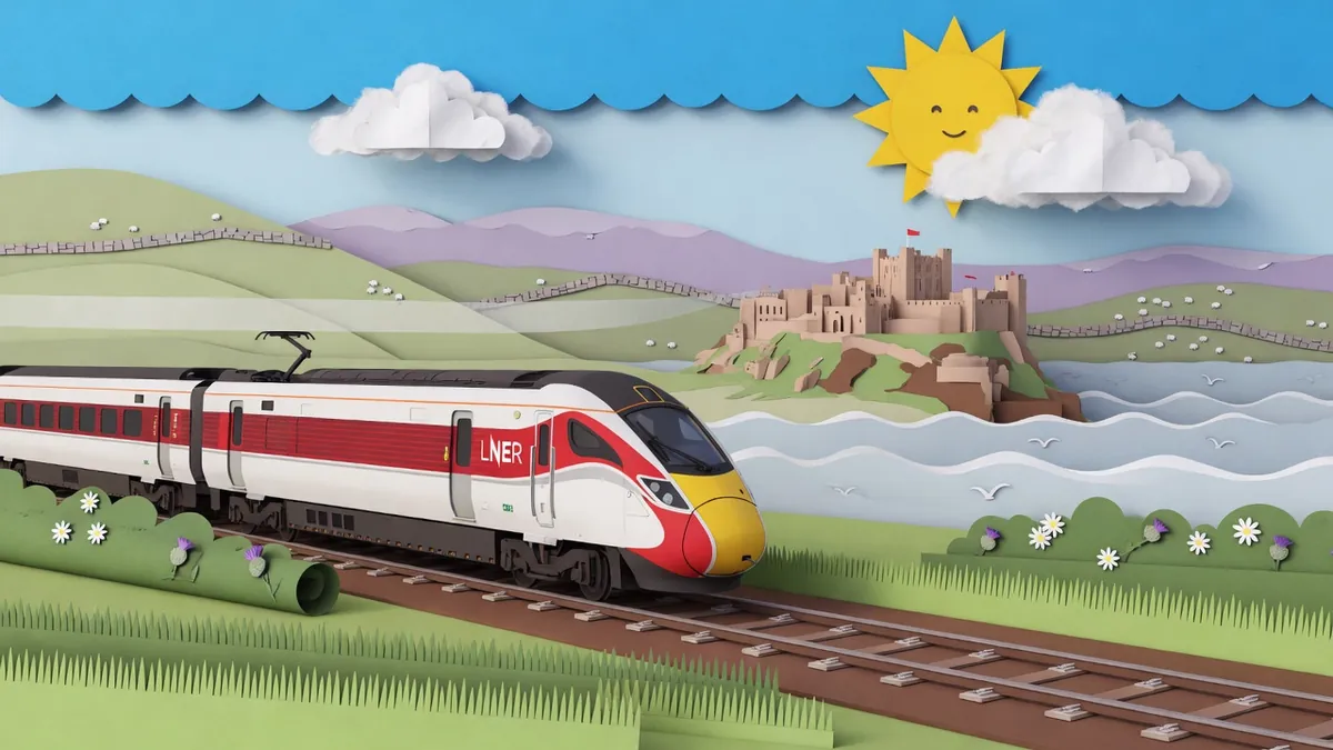 Class 800 in open countryside on a sunny day