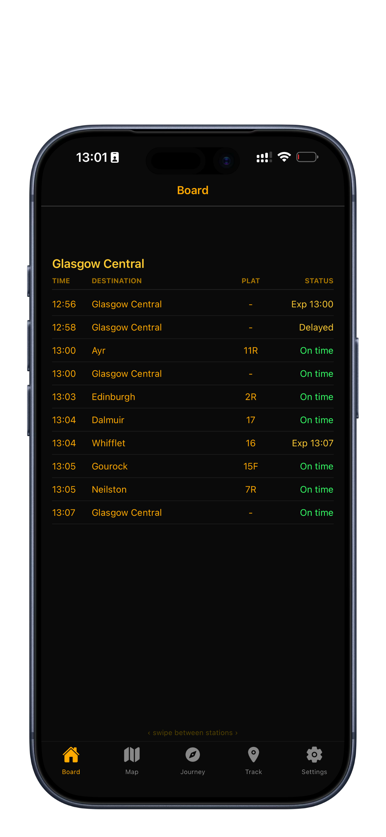 Live departure board