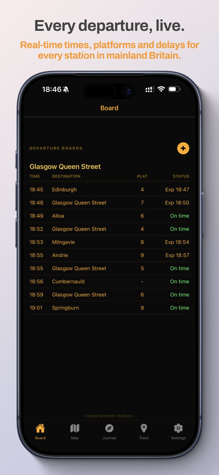 Live departure board for Glasgow Queen Street