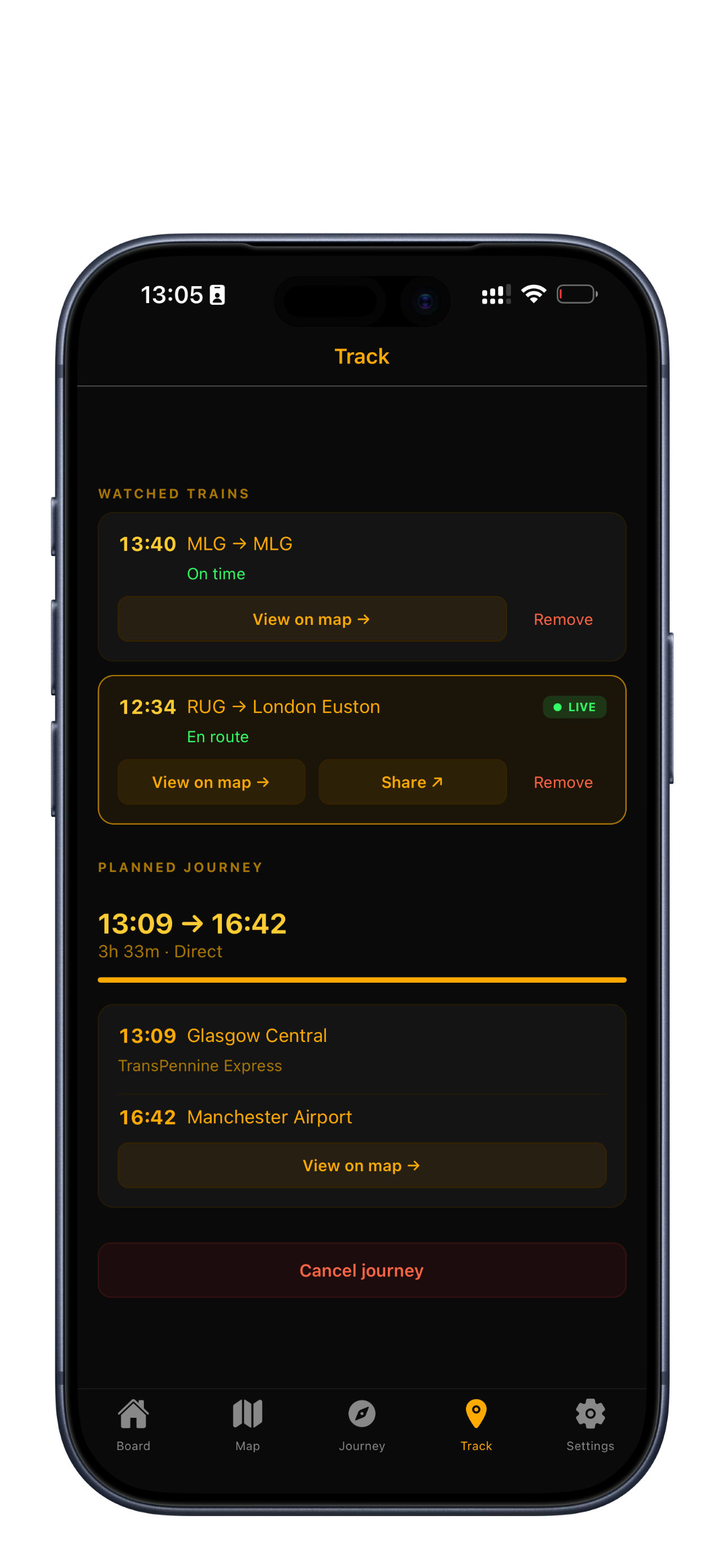 Track tab